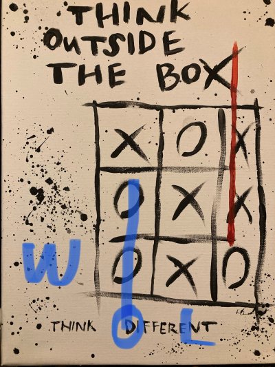 Illustration Schrift auf Paper: &quot;Think outside the box. Working Out Loud #WOL&quot;