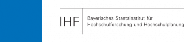IHF Logo. Blaues Quadrat neben Text: IHF. Bayerisches Staatsinstitut für Hochschulforschung und Hochschulplanung