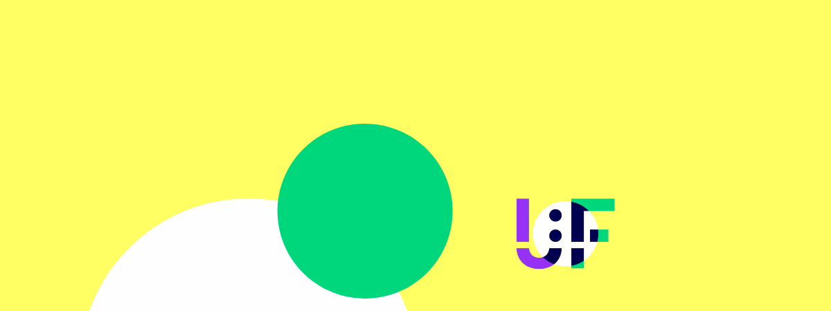 gelbe Flächer, weißer Halbkreis und grüner Kreis darüber. Rechts das Logo des University:Future Festivals