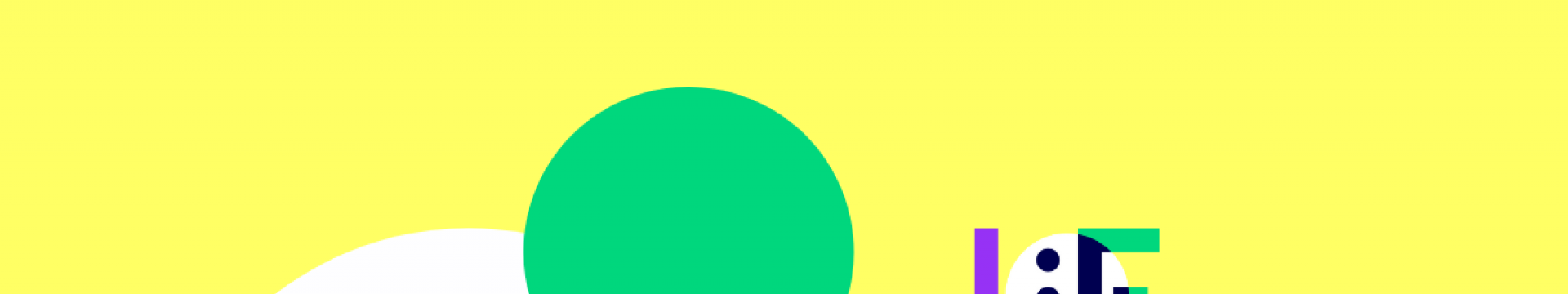 gelbe Flächer, weißer Halbkreis und grüner Kreis darüber. Rechts das Logo des University:Future Festivals