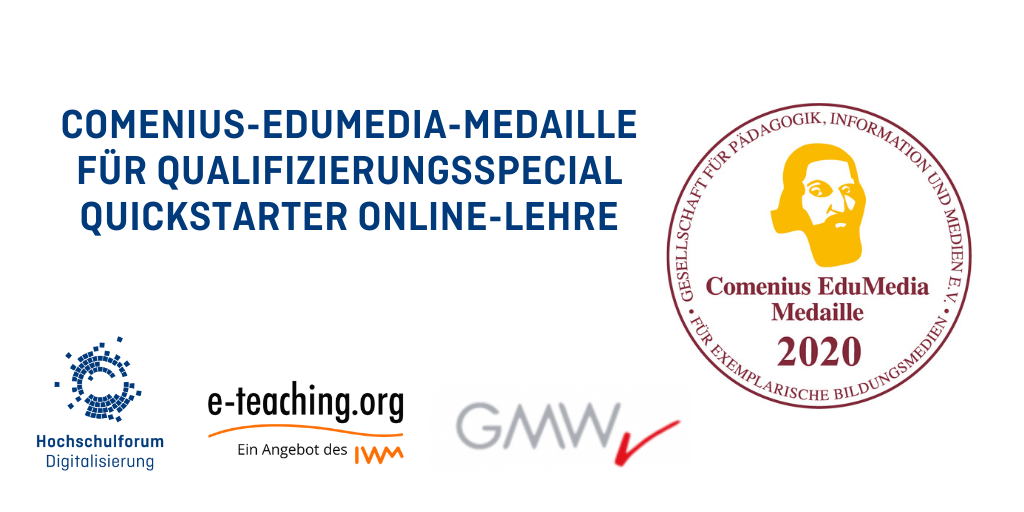 Comenius-EduMedia-Medaille für das Qualifizierungsspecial Quickstarter Online-Lehre