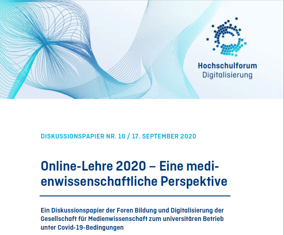 Cover des Diskussionspapier 10: Online-Lehre 2020 - eine medienwissenschaftliche Perspektive