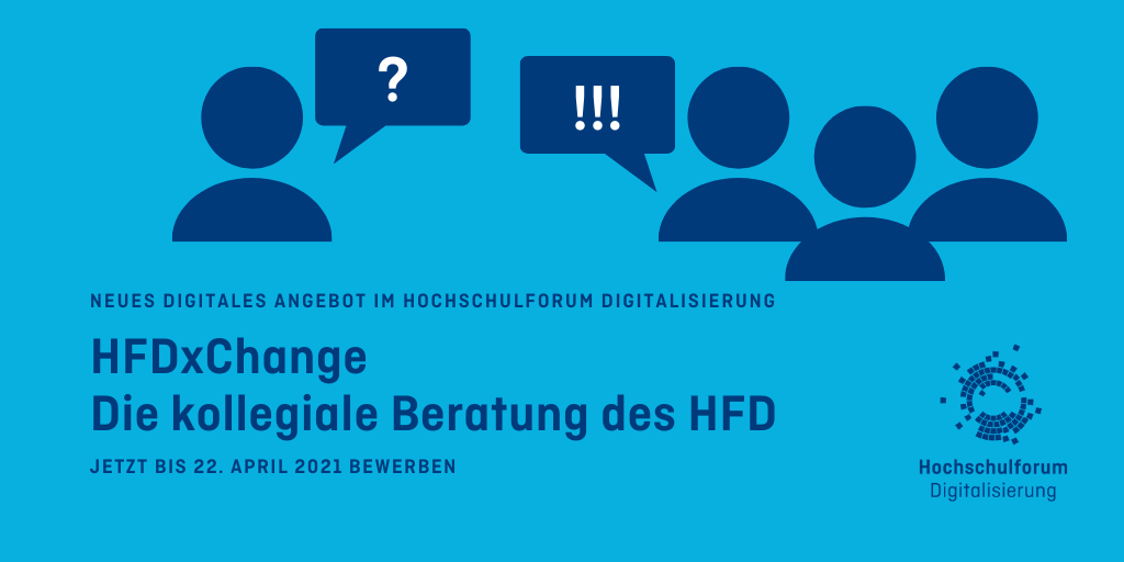 Text: HFDxChange - Die kollegiale Beratung des HFD; jetzt bis 22. April 2021 bewerben