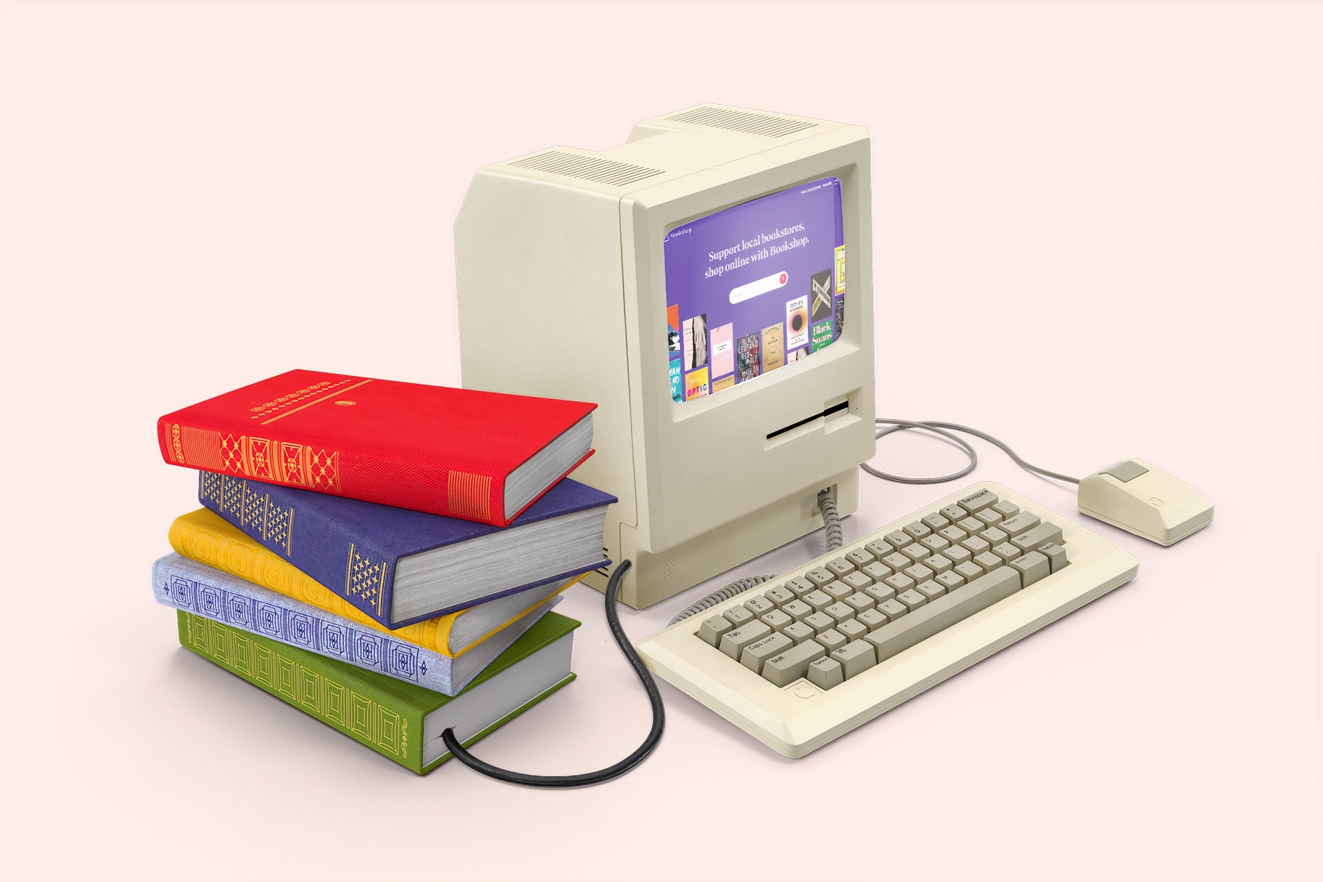 Grafische Darstellung von Computer und Büchern
