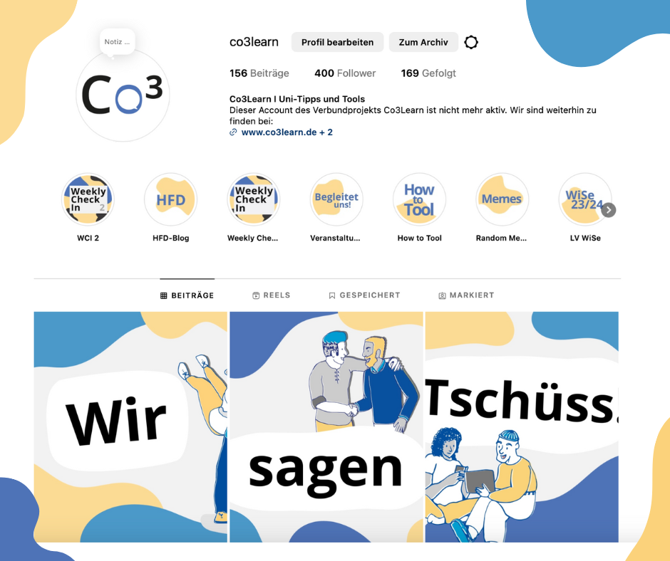 Bild Screenshot co3learn Instagram
