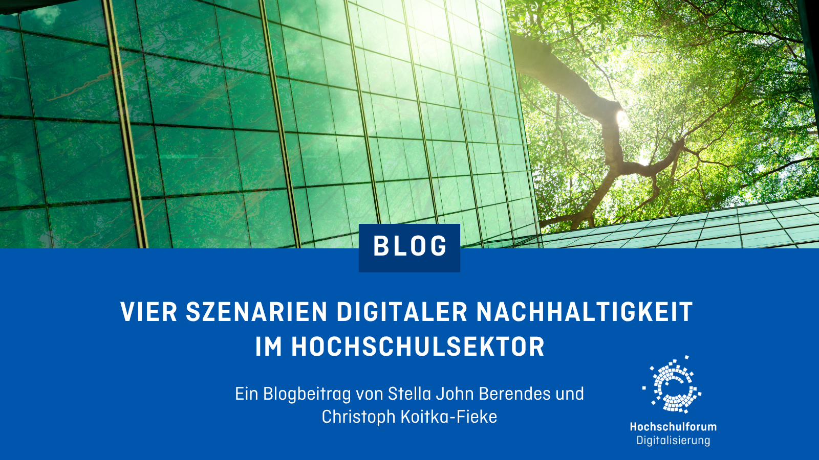 Dekoratives Bild. Im Vordergrund: Futuristische gläsernne Kacheln. Im Hintergrund ein sonnenbelichteter Baum.