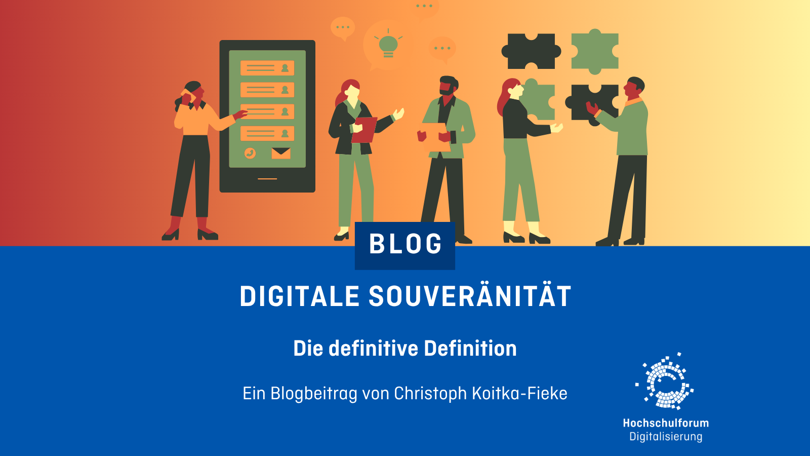 Grafik von Menschen, die an einem digitalen Problem arbeiten.