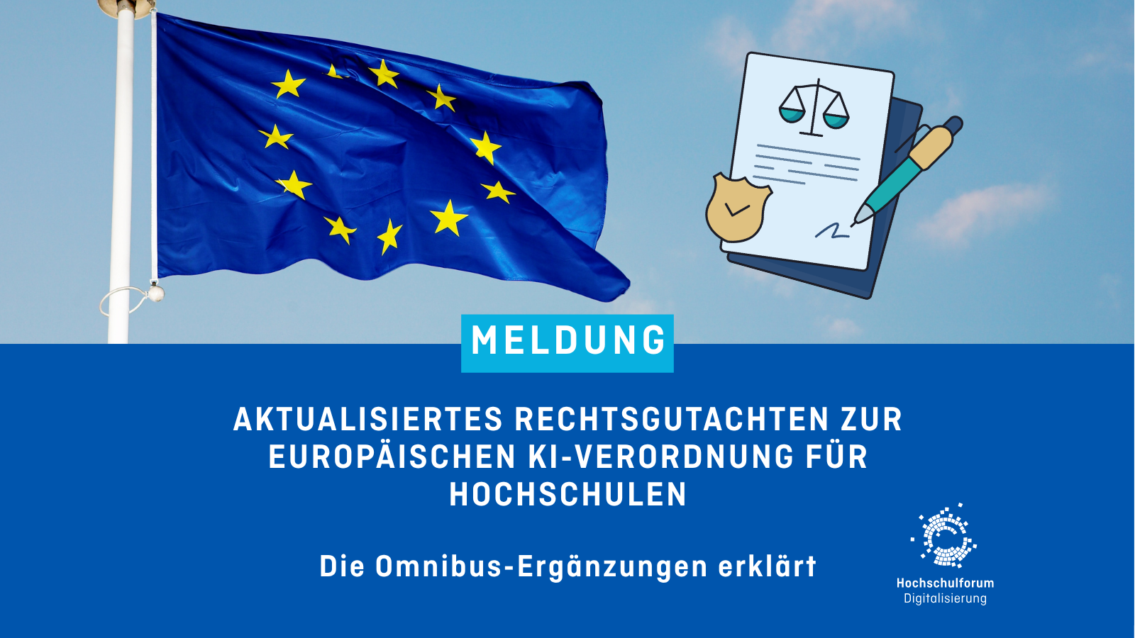 EU-Flagge und Akte mit Rechtssymbol.