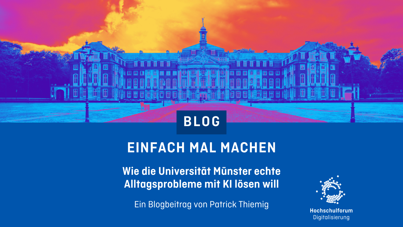 Foto der Universität Münster mit bunten Farbfilter.